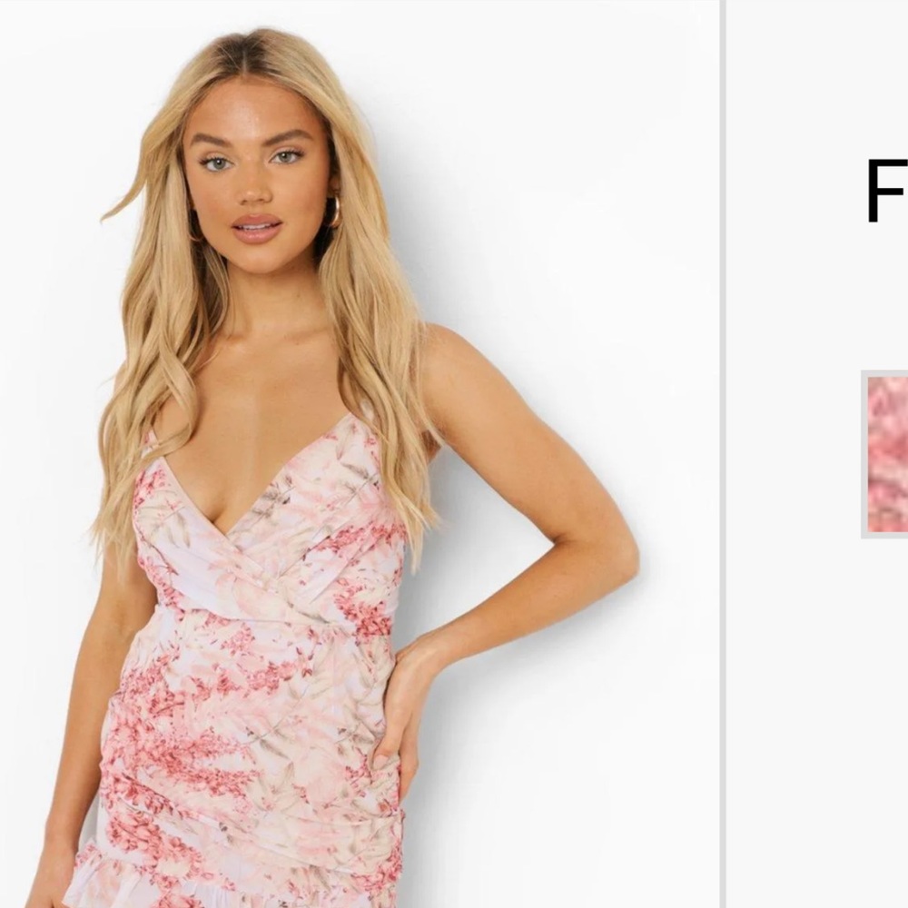 Boohoo Pink Floral Dress